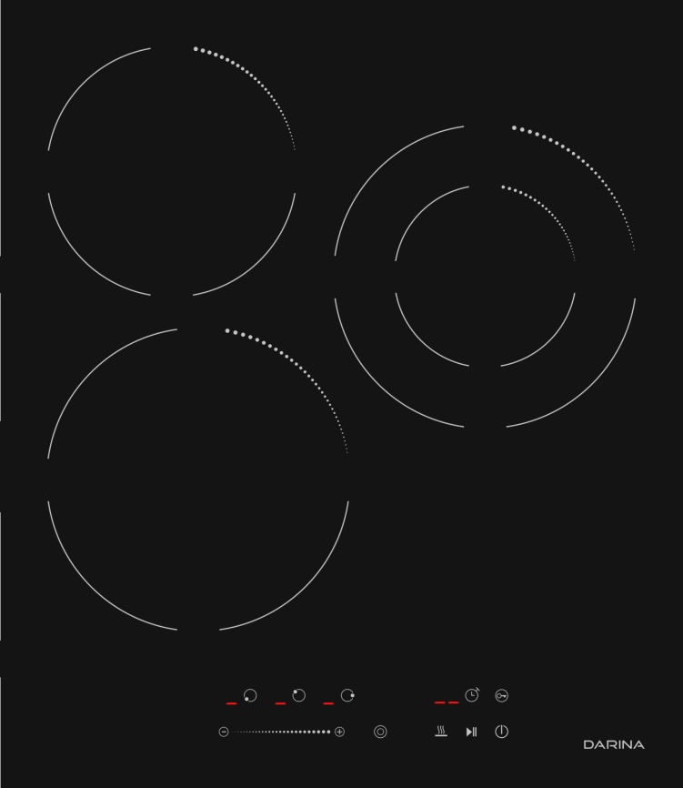 Электрическая варочная панель Darina 6P E3324 B 45 см, 4 конфорки стеклокерамика, черный фото 3
