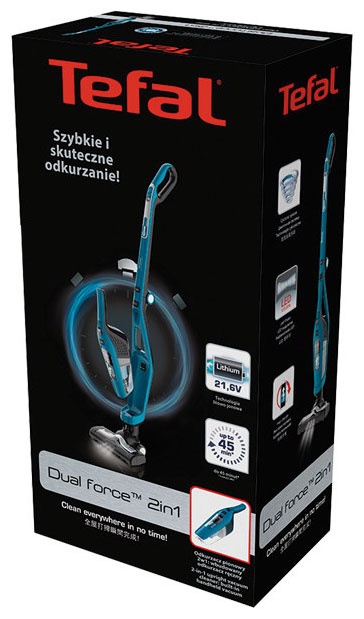Пылесос вертикальный Tefal Cordless Handstick Dual Force 2 в 1 TY6751WO, голубой фото 11