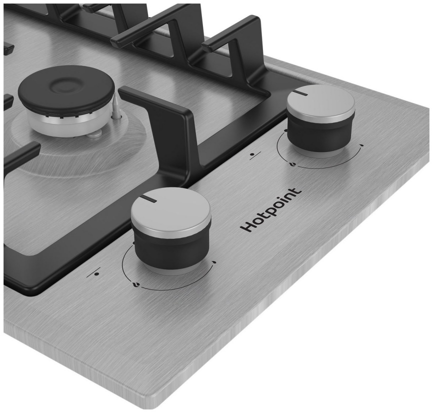 Газовая варочная панель Hotpoint HGMT 321 IX 28 см, 2 конфорки электроподжиг газконтроль, серебристый фото 4