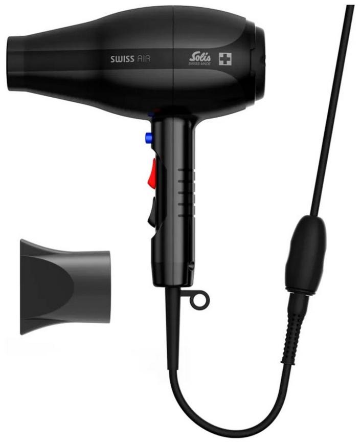 Фен Solis Swiss Air Black 360° 3802, мощность 2000 Вт, черный фото 1