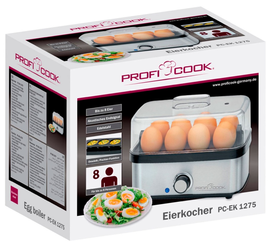 Яйцеварка Profi Cook PC-EK 1275, 400 Вт, защита от перегрева, нержавеющая сталь фото 3