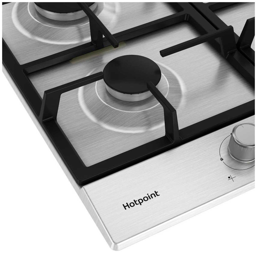 Газовая варочная панель Hotpoint HGMT 641 IX 58 см, 4 конфорки электроподжиг газконтроль, серебристый фото 3