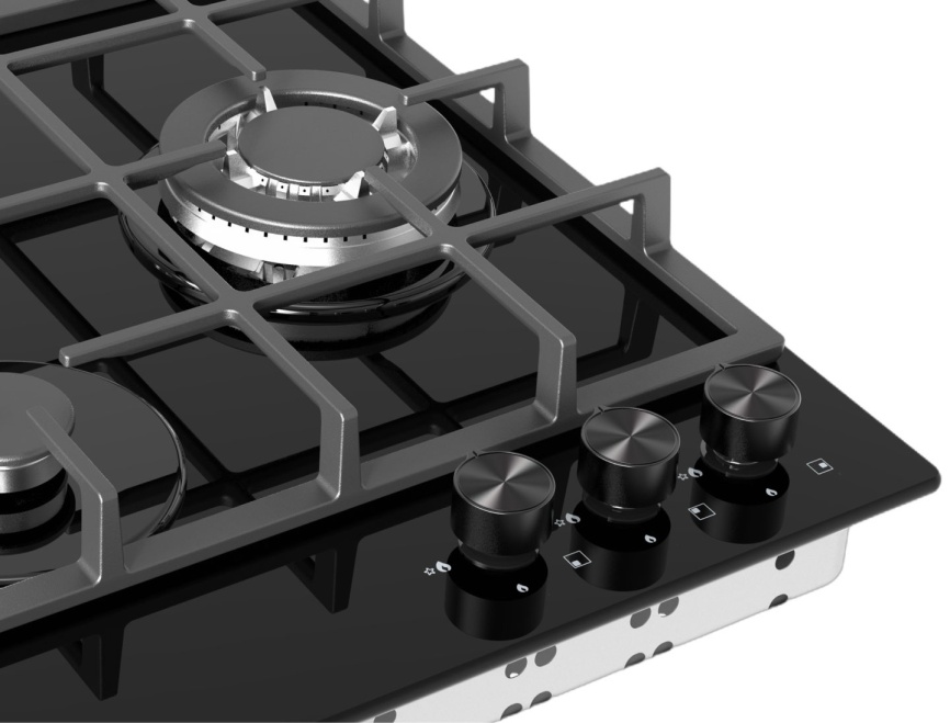Газовая варочная панель Candy CHXG53CWB 45 см, 3 конфорки электроподжиг газконтроль, черный фото 4