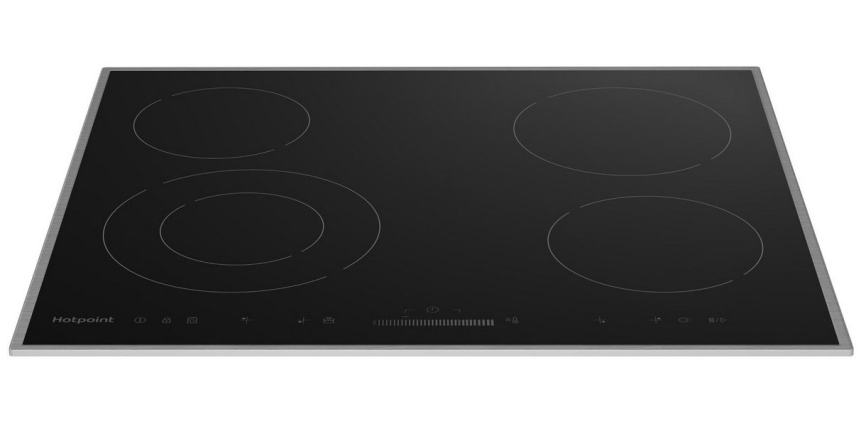 Электрическая варочная панель Hotpoint HR 6T2 X S 58 см, 4 конфорки стеклокерамика, черный фото 4