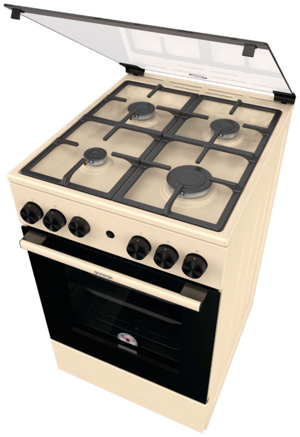 Газовая плита Gorenje GG5A21BEF 50 см, 70 л, 4 конфорки, бежевый фото 2
