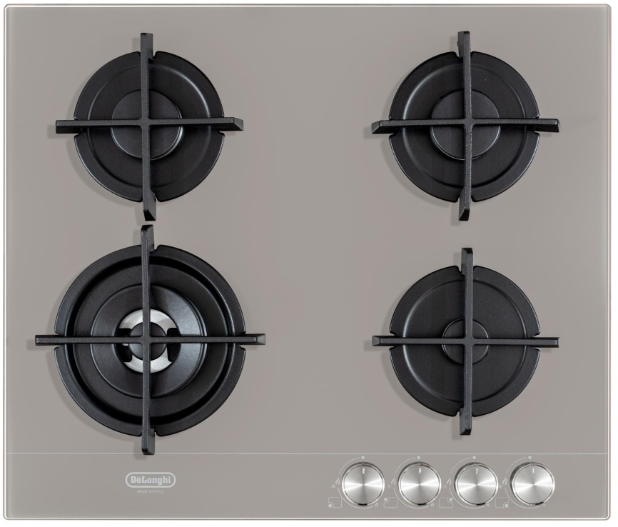 Газовая варочная панель De’Longhi NSL 460 T RUS 60 см, 4 конфорки электроподжиг газконтроль, кофейный фото 1