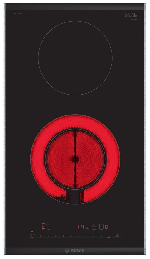 Электрическая варочная панель Bosch Serie | 6 PKF375FP2E 30 см, 2 конфорки стеклокерамика, черный фото 1