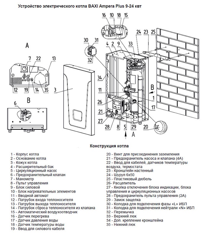 Котел электрический Baxi AMPERA Plus 9 фото 6