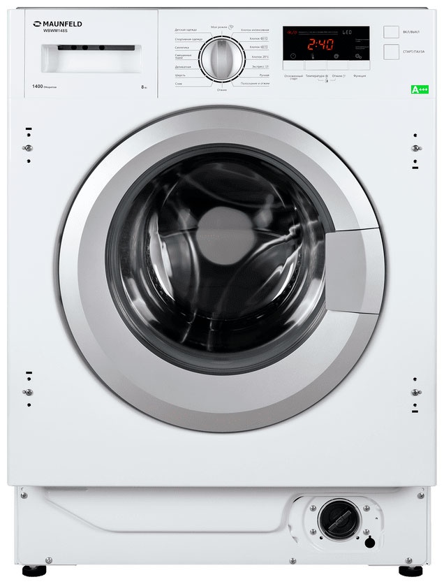 Встраиваемая стиральная машина Maunfeld MBWM148S автомат 8 кг, белый фото 1