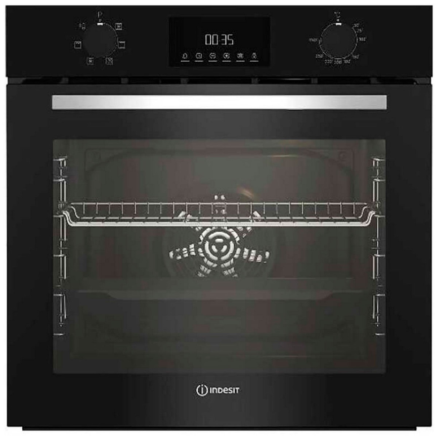 Электрический духовой шкаф Indesit IFE 3644 BL 59 см, 72 л, гриль и конвекция, черный фото 1