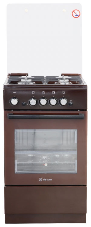 Газовая плита De luxe 5040.32г(кр) ЧР-014 50 см, 43 л, 4 конфорки, коричневый фото 1