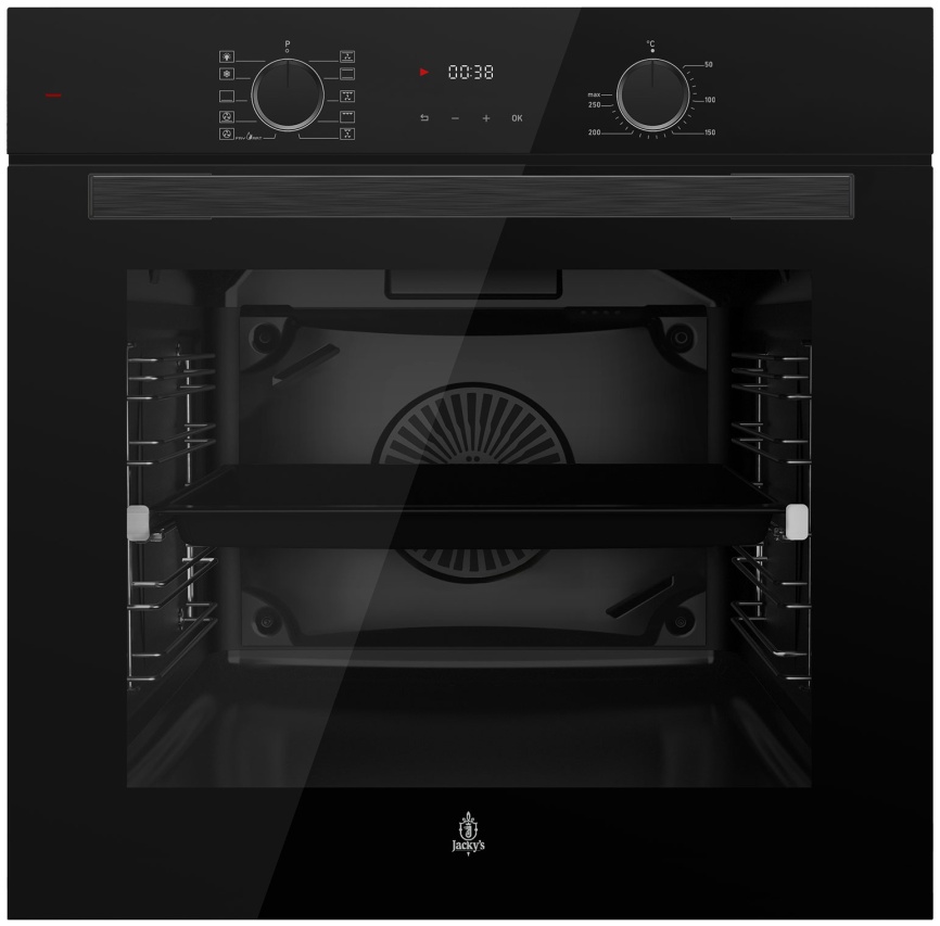 Электрический духовой шкаф Jacky's Электрический духовой шкаф Jackys JO EN7638 59 см, 75 л, гриль и конвекция, черный фото 1