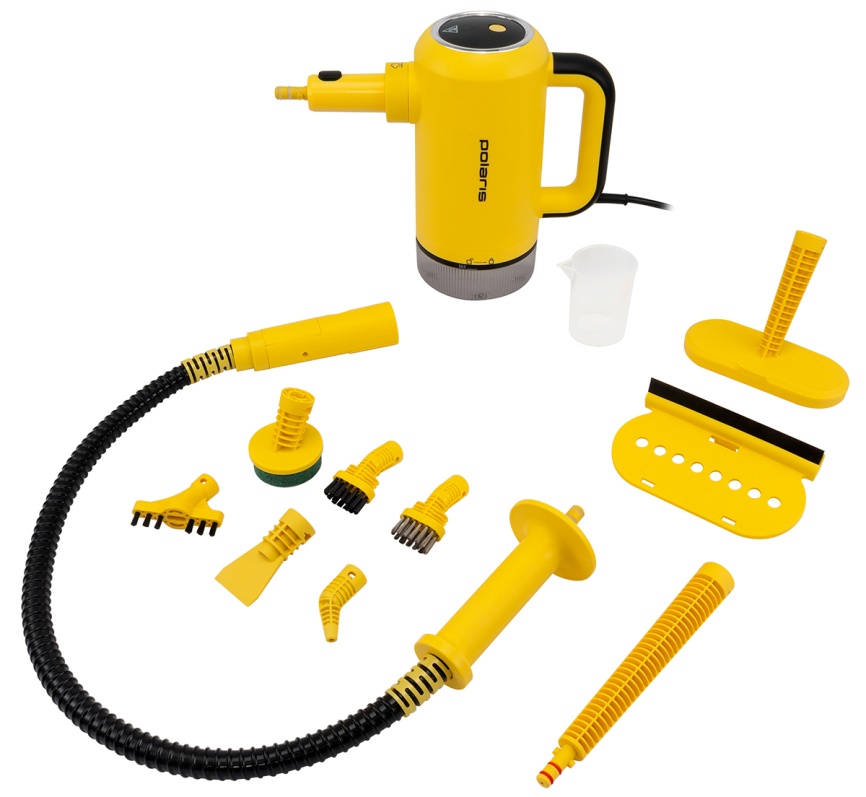 Пароочиститель компактный Polaris PSC 1712C черный/желтый фото 2