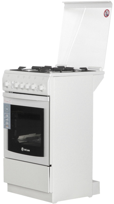 Газовая плита De luxe 5040.31 г 50 см, 43 л, 4 конфорки, белый фото 2