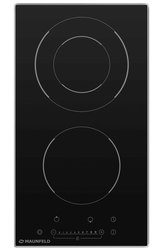 Электрическая варочная панель Maunfeld EVSE292FDBK 28 см, 2 конфорки стеклокерамика, черный фото 1