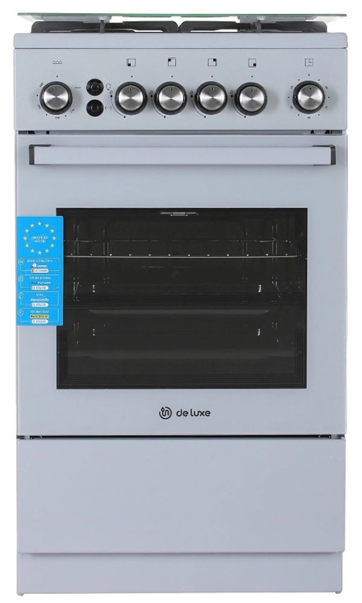 Газовая плита De luxe 5040.40г(кр) ЧР-012 50 см, 43 л, 4 конфорки, серый фото 1