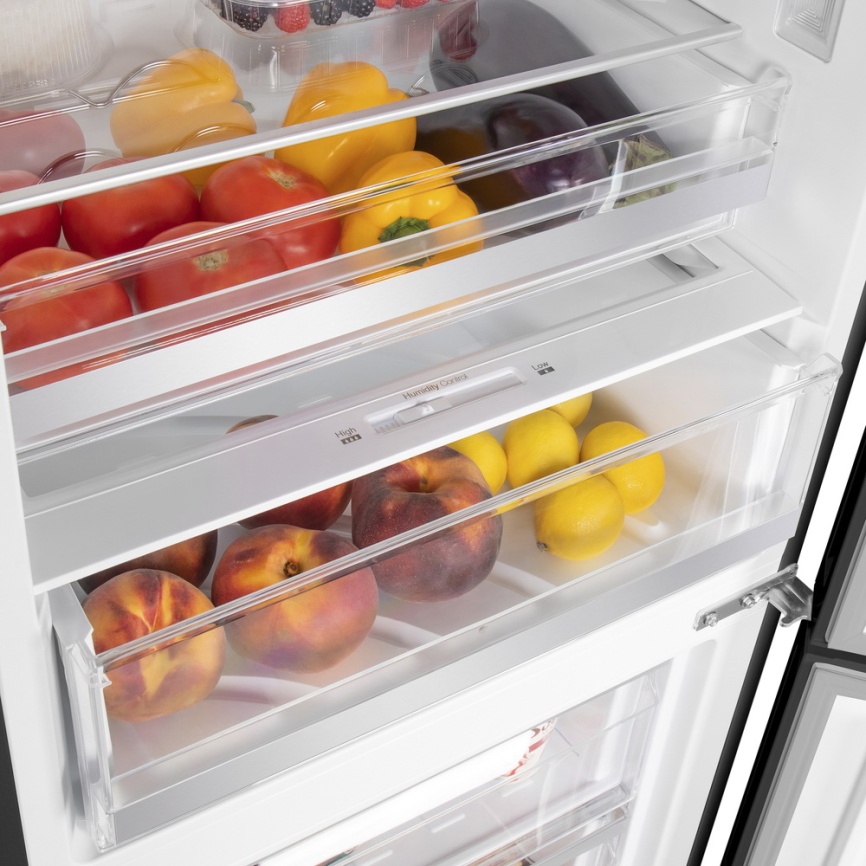 Двухкамерный холодильник Maunfeld MFF185NFB Inverter No frost, черный фото 5