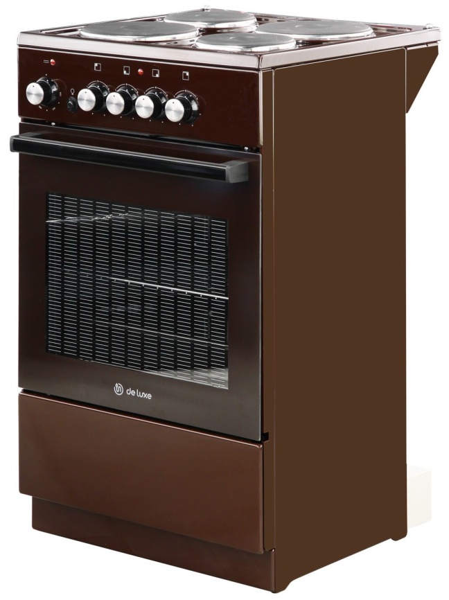 Электроплита De luxe 5004.18э-014 50 см, 43 л, 4 конфорки, коричневый фото 2