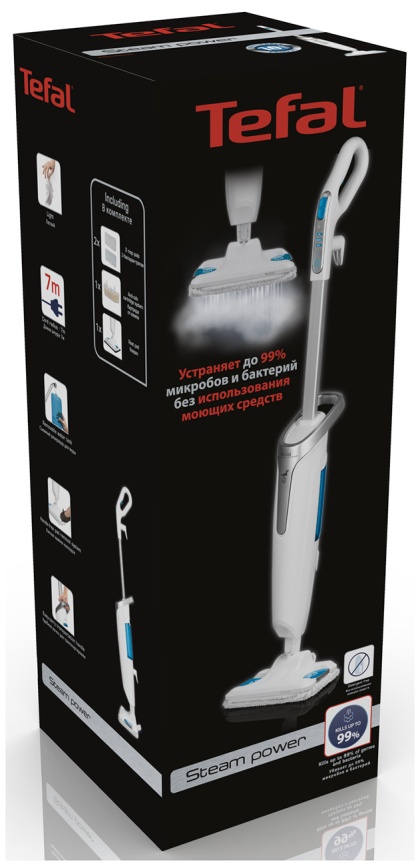 Пароочиститель Tefal Пароочистители Tefal Steam Power VP6557RH 120 Вт, 600 мл, белый фото 10