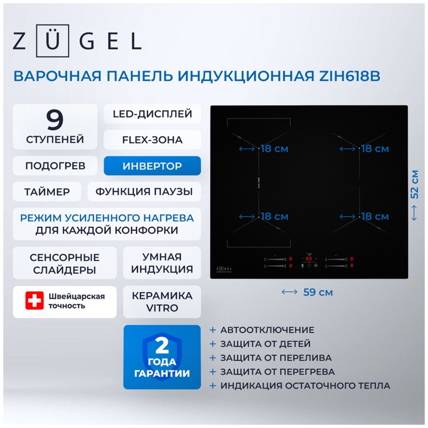 Электрическая варочная панель Zugel ZIH618B фото 3