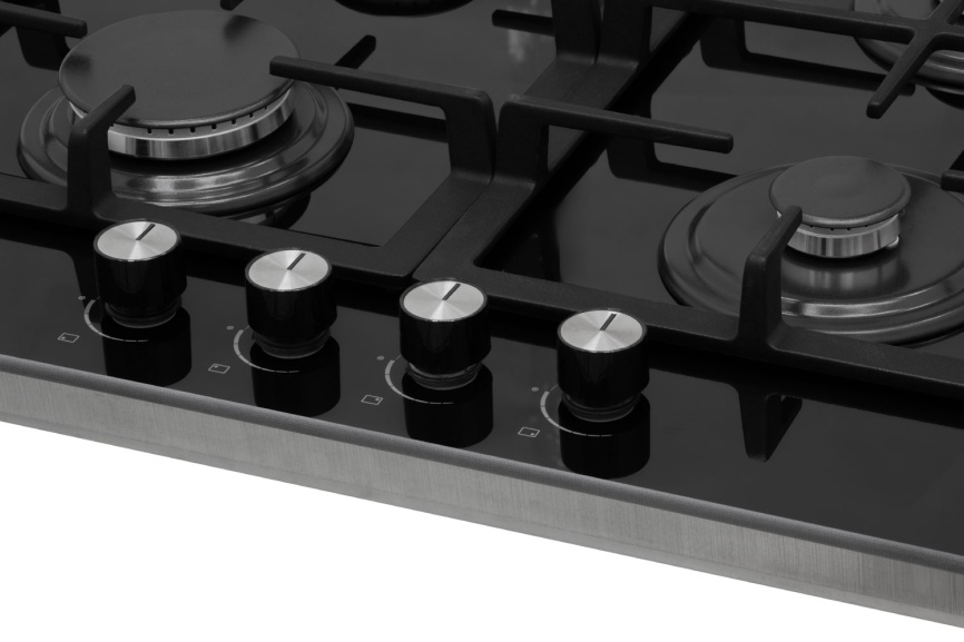 Газовая варочная панель Jacky's JH GB633 58 см, 4 конфорки электроподжиг газконтроль, черный фото 6