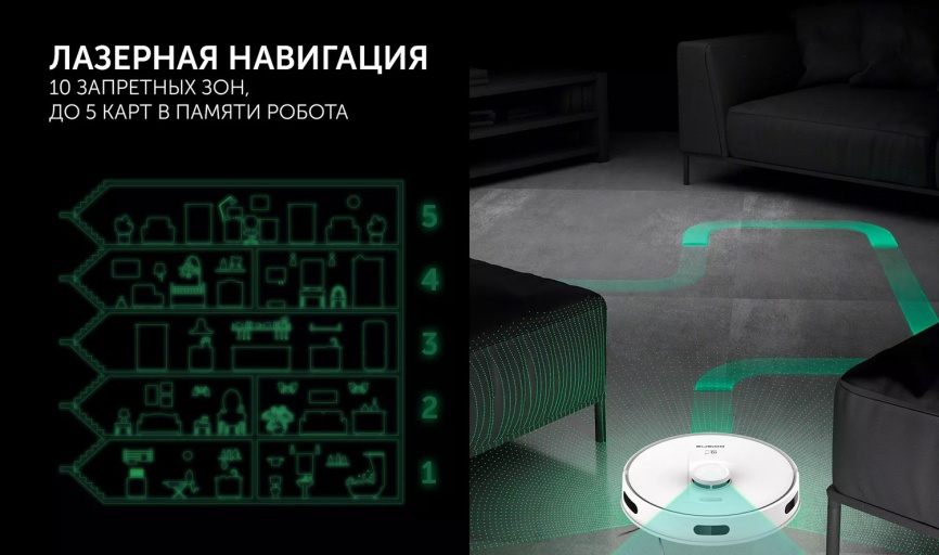 Робот-пылесос Polaris PVCR 5003 WIFI IQ Home, сухая и влажная уборка белый фото 11