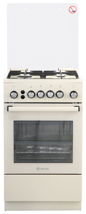 Газовая плита De luxe 5040.40г(кр) ЧР-013 50 см, 43 л, 4 конфорки, слоновая кость фото 1