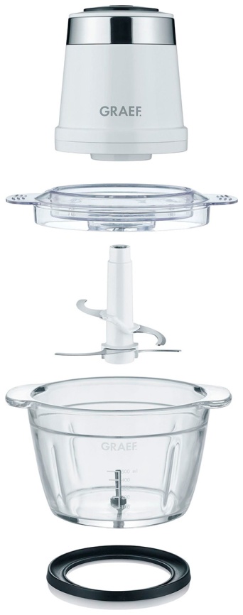 Измельчитель Graef CH 501 weiss, 500 Вт, 2 скорости, чаша стекло фото 2