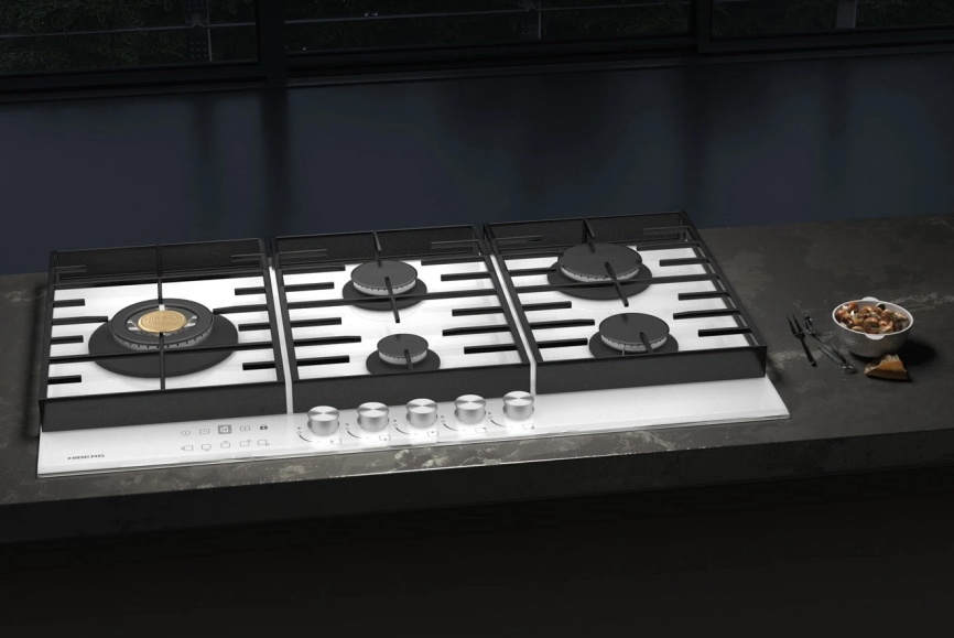 Газовая варочная панель Hiberg VM 9155 W 87 см, 5 конфорок, белый фото 14