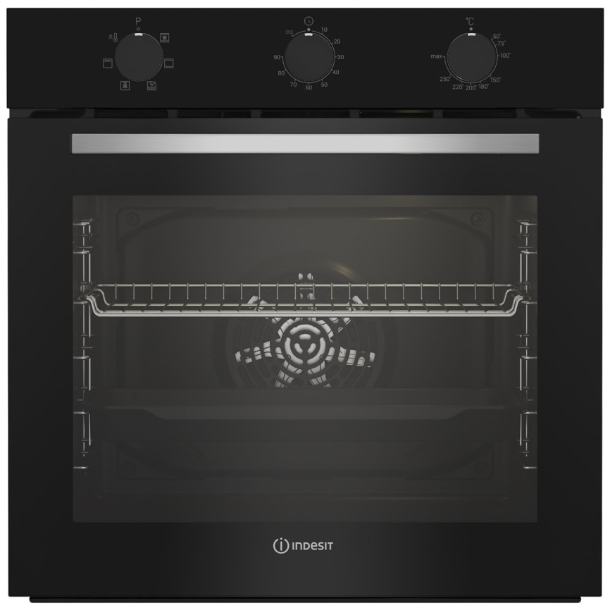 Электрический духовой шкаф Indesit IFE 3634 BL 59 см, 72 л, гриль и конвекция, черный фото 1