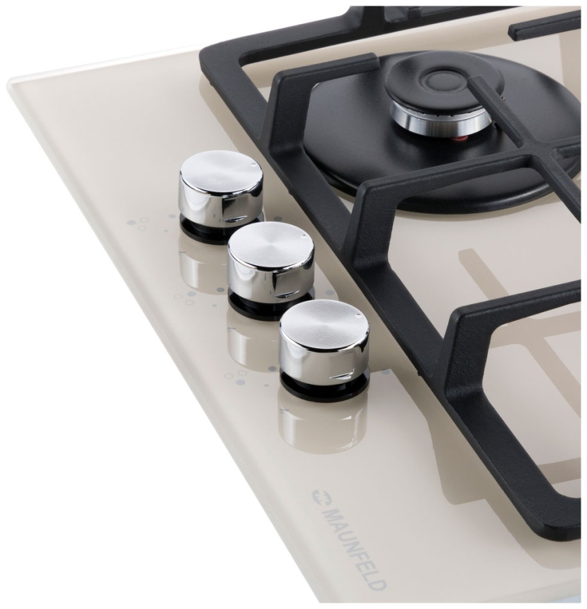 Газовая варочная панель Maunfeld EGHG.43.33CBGG 44 см, 3 конфорки электроподжиг газконтроль, бежевый фото 5