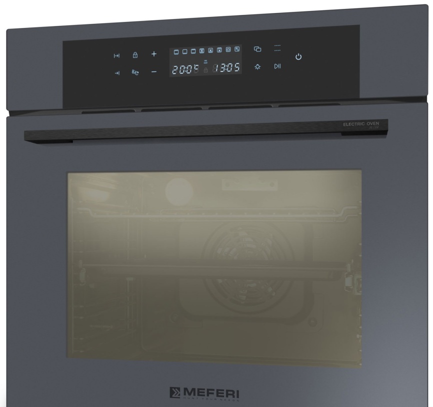Электрический духовой шкаф Meferi MEO6010GR ULTRA 59 см, 65 л гриль конвекция, серый фото 7
