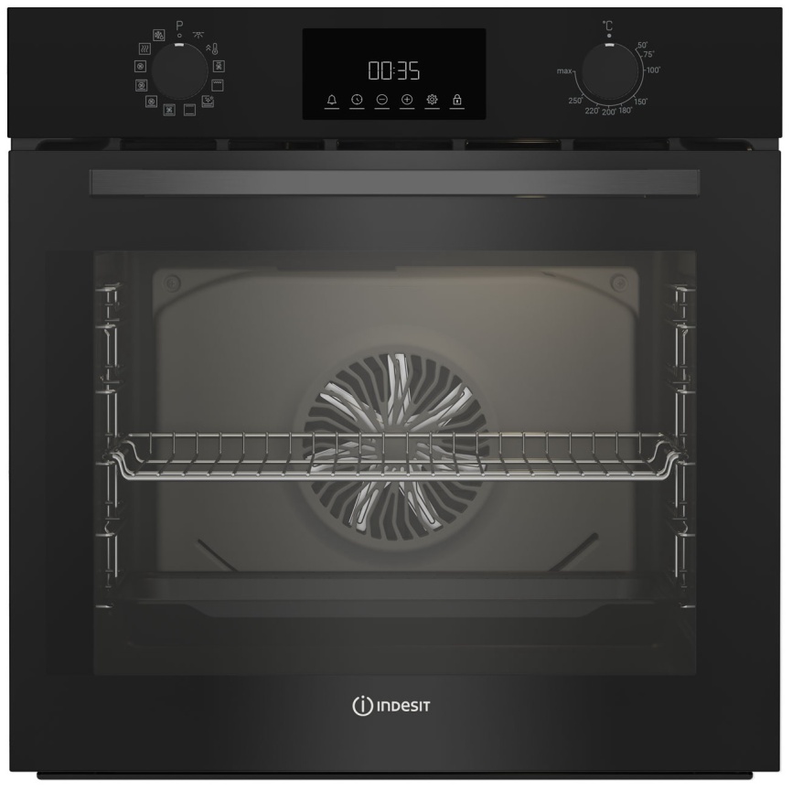 Электрический духовой шкаф Indesit IBFTE 3844 BL 59 см, 72 л, гриль и конвекция, черный фото 1