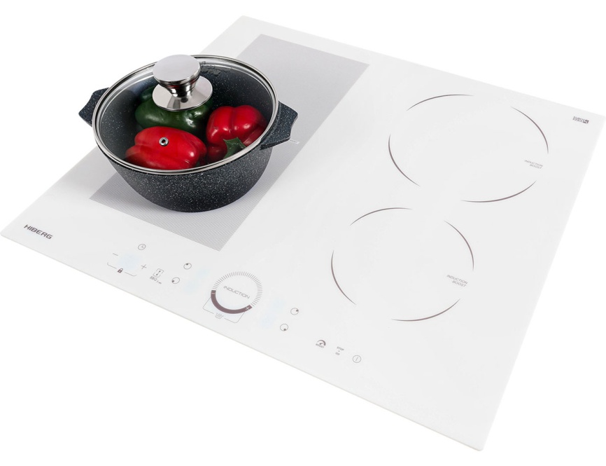 Электрическая варочная панель Hiberg i-MS 6049 W 59 см, 4 конфорки стеклокерамика, белый фото 7