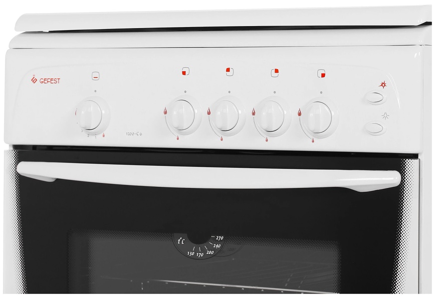 Газовая плита Gefest Брест 1200 C6 60 см, 63 л, 4 конфорки, белый фото 5