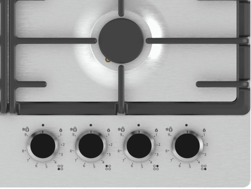 Газовая варочная панель Haier HHX-M64RNVX 58 см, 4 конфорки электроподжиг газконтроль, серебристый фото 2