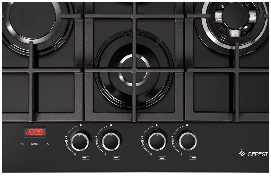 Газовая варочная панель Gefest ПВГ 2231-02 Р3 67 см, 4 конфорки закаленное стекло электроподжиг газконтроль, черный фото 2
