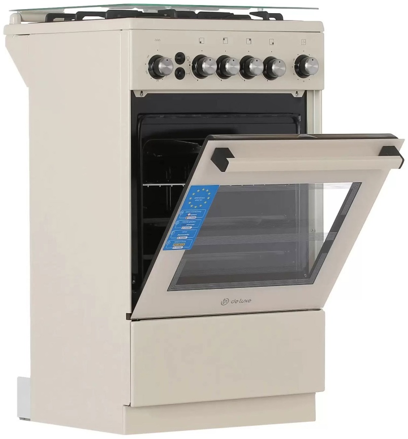 Газовая плита De luxe 5040.40г(кр) ЧР-013 50 см, 43 л, 4 конфорки, слоновая кость фото 2