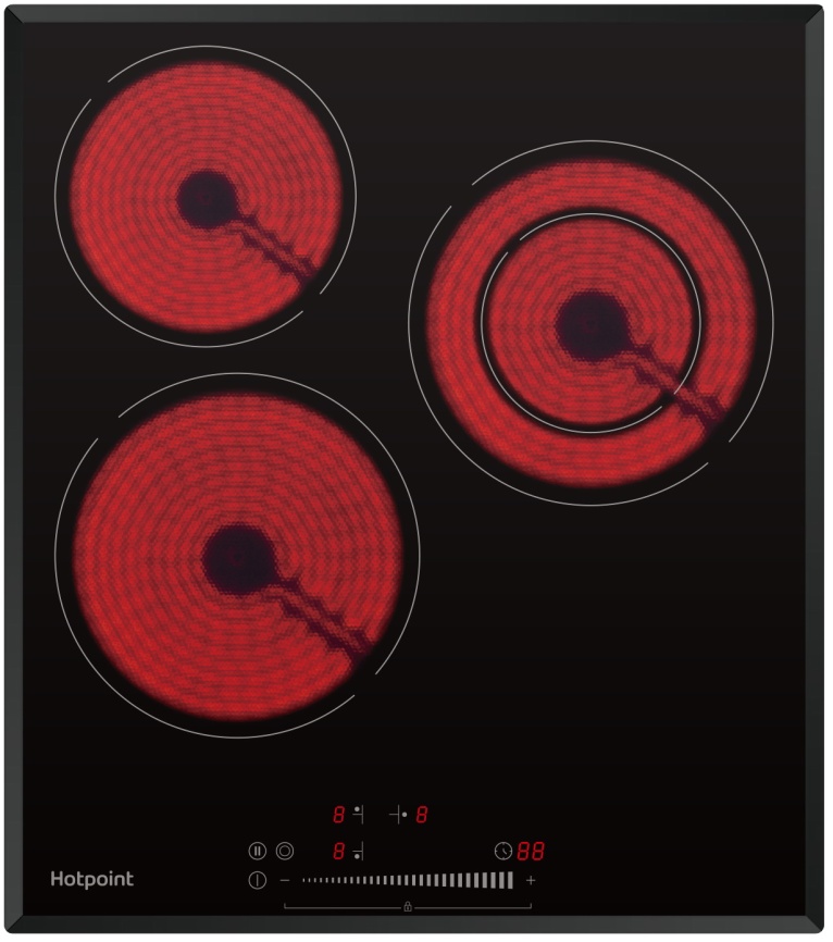 Электрическая варочная панель Hotpoint HR 4O3 BAS 45 см, 3 конфорки стеклокерамика, черный фото 1