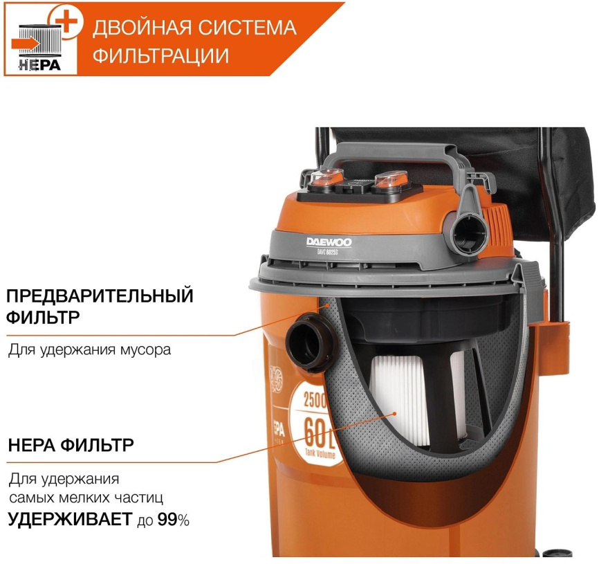 Строительный пылесос Daewoo DAVC 2000S фото 17