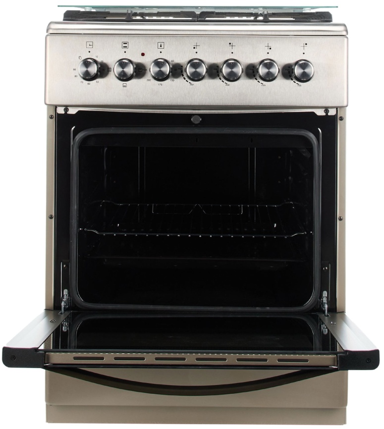 Комбинированная плита De luxe 606040.00гэ-005(кр) 4 конфорки, серебристый фото 7