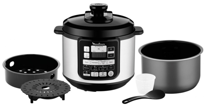 Мультиварка-скороварка Moulinex CE620D32, черный/серебристый фото 3