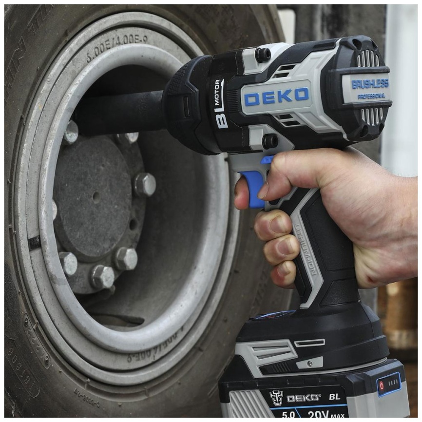 Гайковерт Deko ZKIS20 PRO MAX, в кейсе, черно-синий (083-1089) фото 6