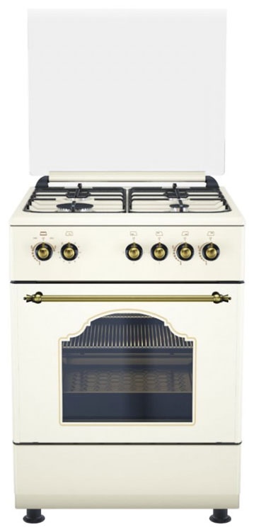 Газовая плита De luxe 606040.24г 006 60 см, 64 л, 4 конфорки, бежевый фото 1