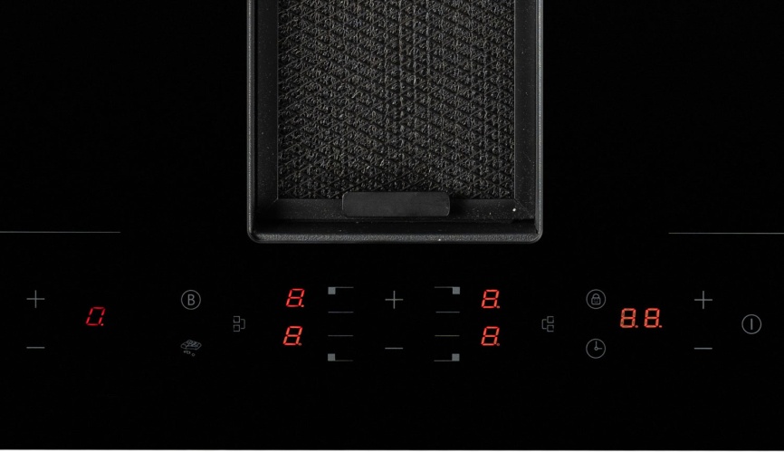 Индукционная варочная панель со встроенной вытяжкой De’Longhi ELETTRA 4B2F TC ARIA 59 см, 4 конфорки, черный фото 2