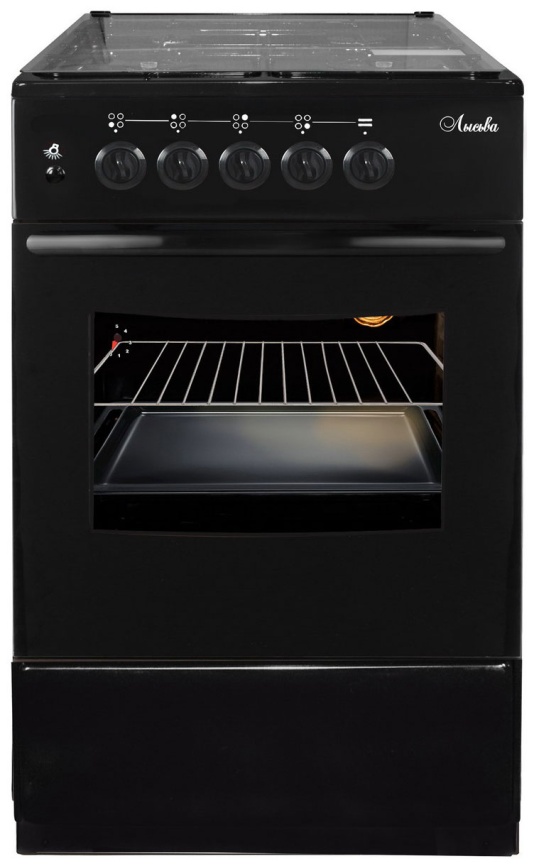 Газовая плита Лысьва ГП 4к20 МС-2у 50 см, 57 л, 4 конфорки, черный фото 1