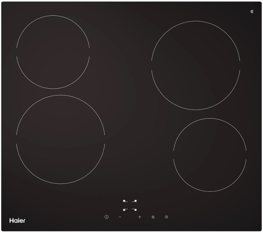 Электрическая варочная панель Haier HHY-C64NVTB 59 см, 4 конфорки стеклокерамика, черный фото 1