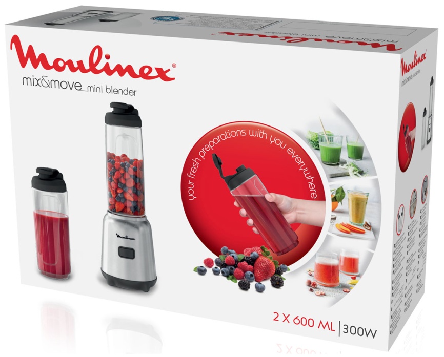 Блендер стационарный Moulinex Блендер стационарный Moulinex Mix & Move LM15FD10 300 Вт, серебристый фото 10