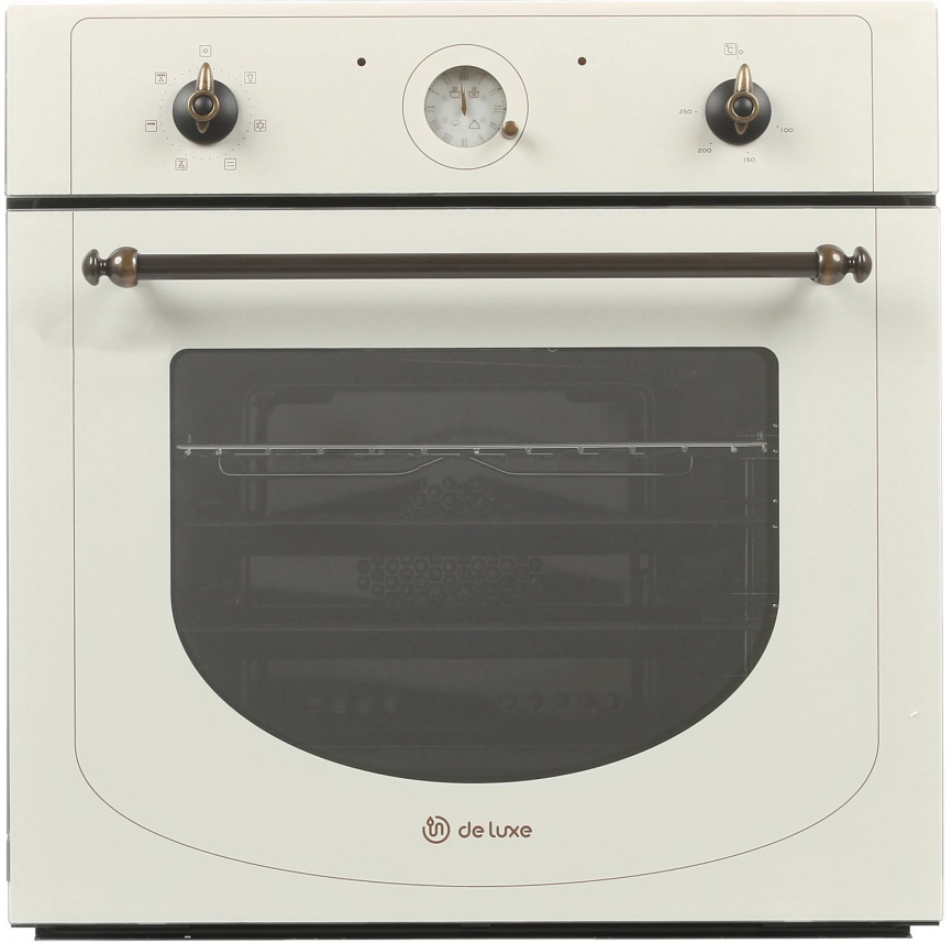 Электрический духовой шкаф De luxe 6006.05эшв-060 59 см, 58 л гриль конвекция, топленое молоко фото 1