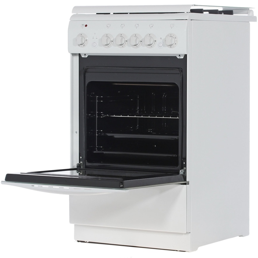 Комбинированная плита De luxe 506040.00 гэ 50 см, 54 л, 4 конфорки, белый фото 4